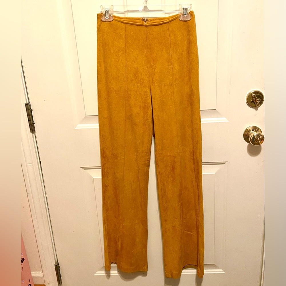 Forever 21 tan faux suede wide leg pants XS/S
